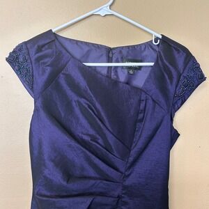 Adrianna Papell Women's Purple Beaded Sleeve Party‎ Cocktail Sheath Dress